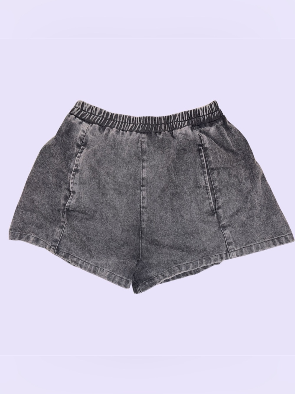 SHEIN Washed Black Elastic Waist Denim Shorts
